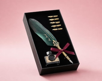 Vintage Feather Quill Pen Set – Calligraphy Writing, Luxury Gift Box