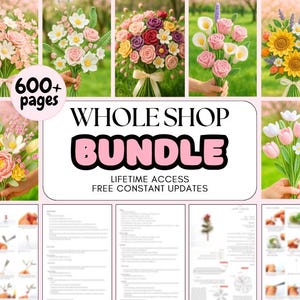 GANZER SHOP Bündel Blumenstrauß häkeln 600 MUSTER Digital Mutter Floral Amigurumi Frühlingshochzeit Braut Tulip Daisy Abschluss Access pdf