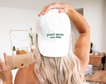 Cappello da golf Putt Now Wine Later: twill di cotone ricamato
