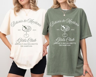 Beach Bachelorette Shirt | Bikinis & Martinis Bach Shirt | Personalized Coastal Bride Tee for Bachelorette Party | Girls Trip Shirt