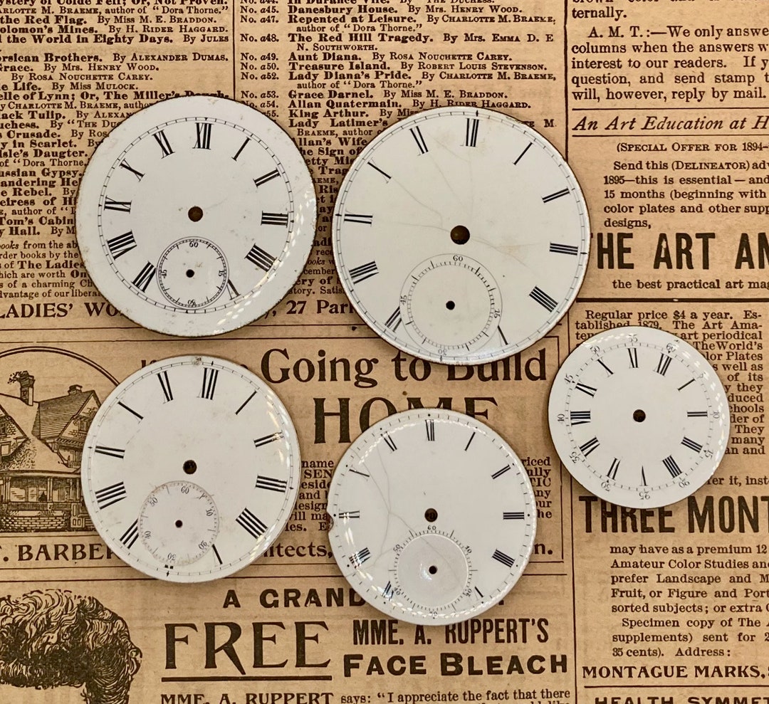 Five Antique Enamel Pocket Watch Faces to Use for Your Etsy