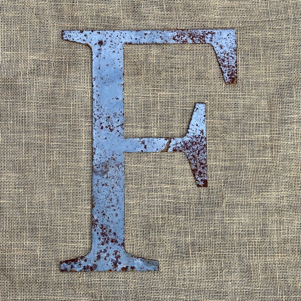 Large 15 Inch Vintage Rusty Metal Industrial Sign Letter "F" Wall Decor