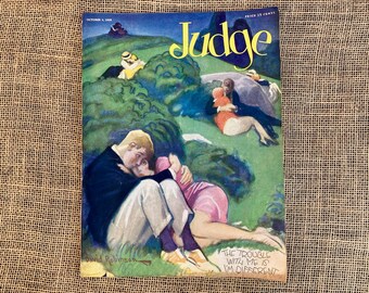 October 1928 Judge Magazine Cover Art by David Robinson Flapper Girls