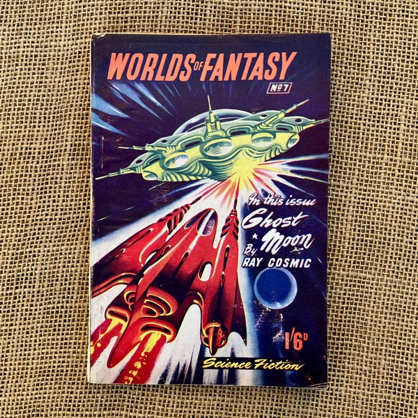 Worlds of Fantasy No. 7 September 1952 Vintage Sci Fi Pulp Book Magazine Ghost Moon by Ray Cosmic!