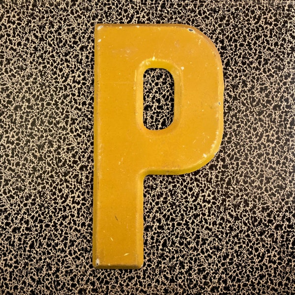 Vintage Metal Enamel Marquee Letter P Unique Wall Art or Gift Idea