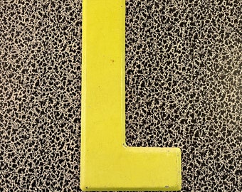 Vintage Yellow Enamel Metal Marquee Letter L