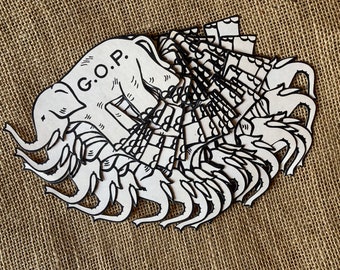 Two Dozen Vintage Paper Ephemera Republican Party Emblems GOP Elephant