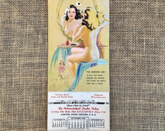 Charming Vintage Pinup Calendar Stream Line Tools 1948