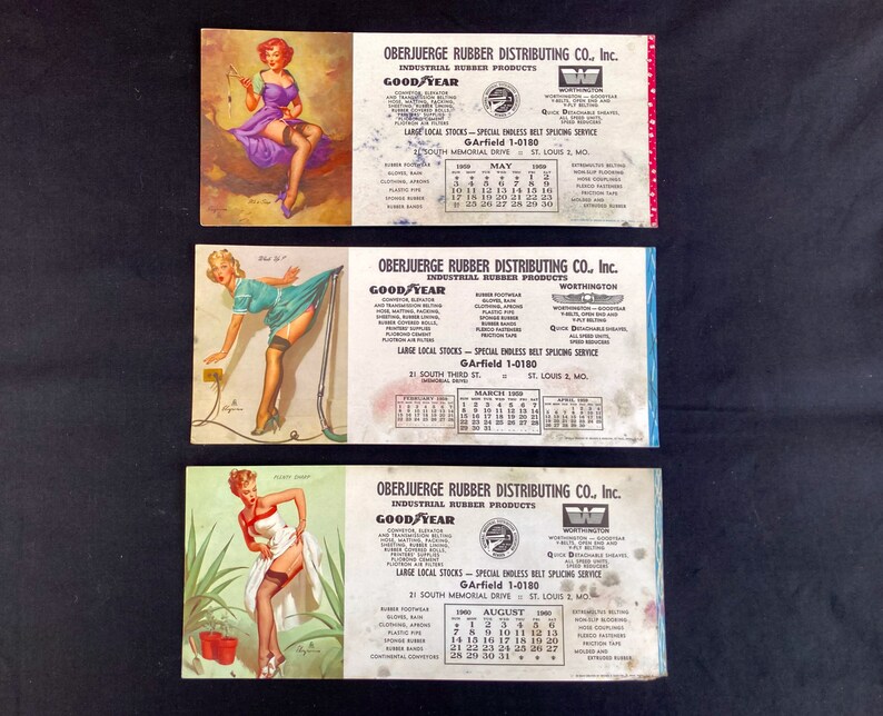 Three Vintage Gil Elvgren Pinup Girl Ink Blotter Calendars Etsy