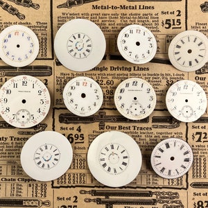 Eleven Small Antique Enamel Pocket Watch Faces for Your Creations