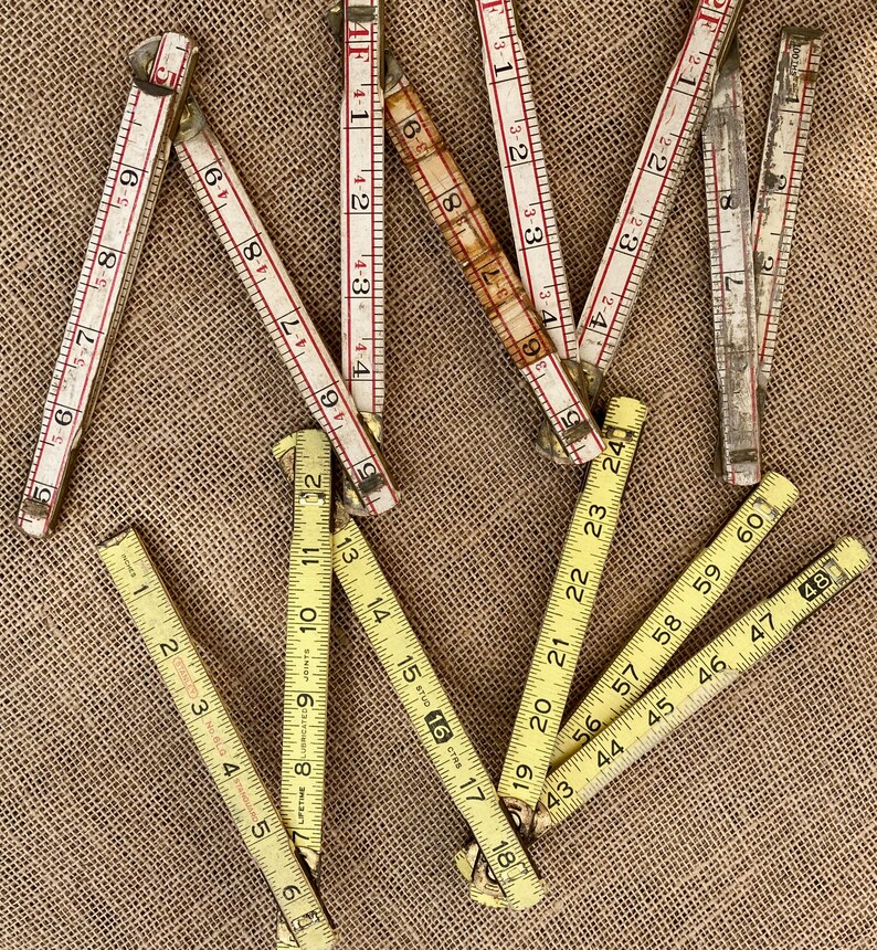 Two Vintage Wood Folding Yardsticks and Wood Ruler Etsy