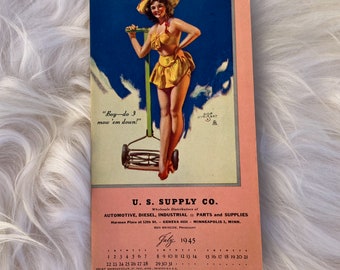 Charming Vintage Pinup Calendar Memo Pad 1945 Zoe Mozert Illustrator