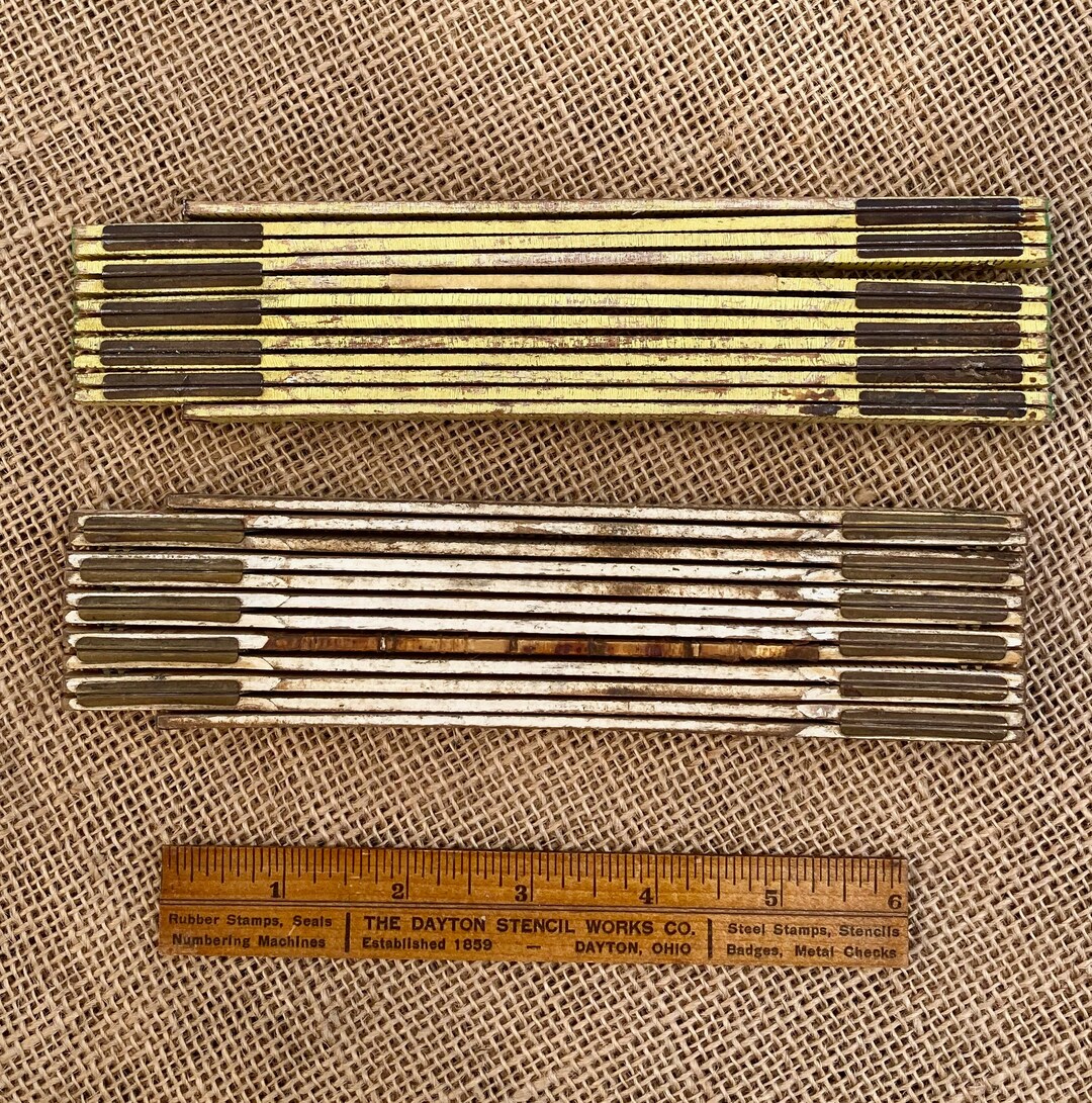 Two Vintage Wood Folding Yardsticks and Wood Ruler Etsy