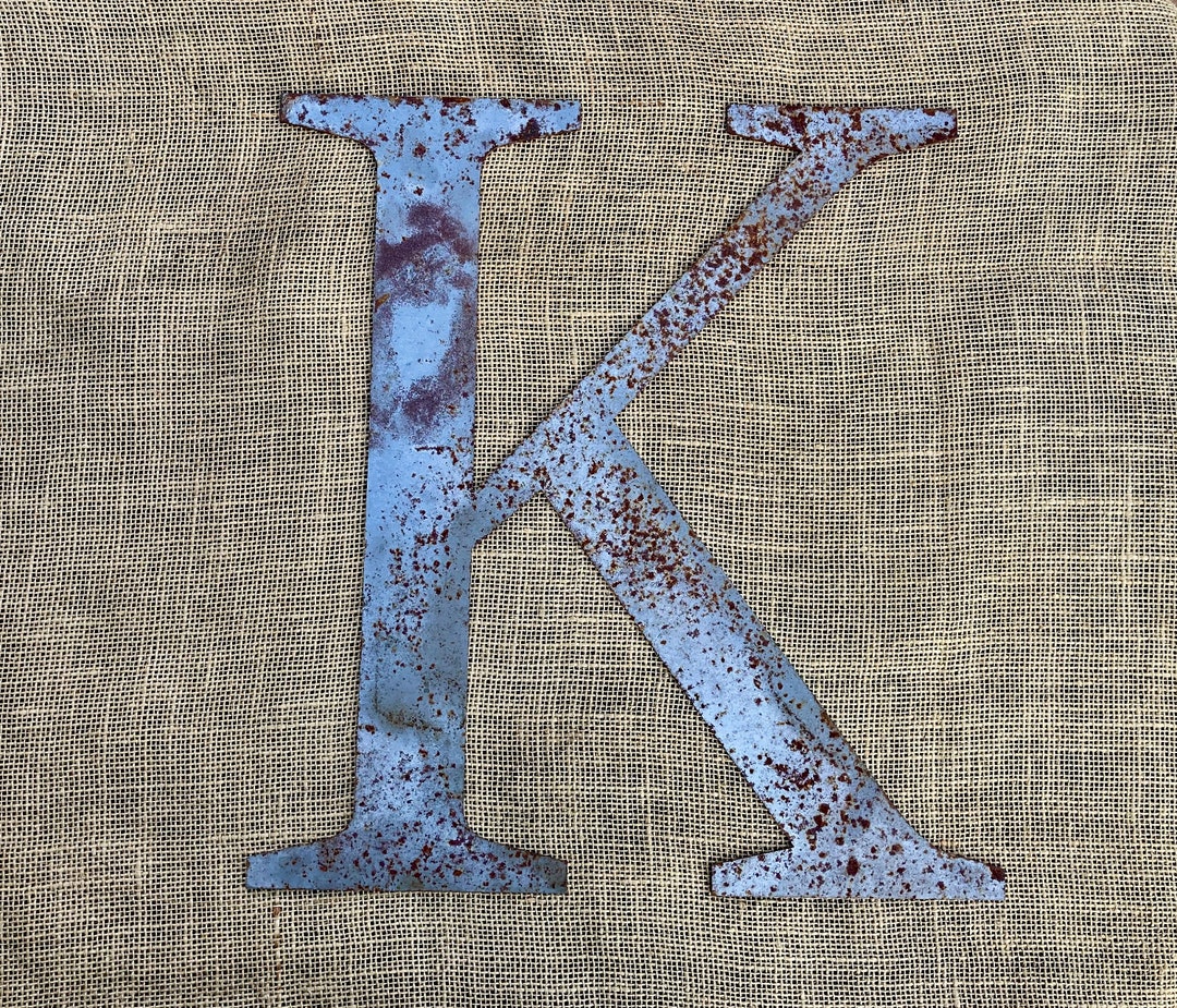 Vintage Industrial Rusty Steel Sign Letter k Wall or Shelf Decor Etsy
