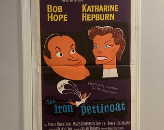 The Iron Petticoat Vintage Movie Poster Bob Hope and Katharine Hepburn Includes Bob Hope Autograph