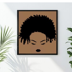 Black girl with afro Wall Art for Living Room  Black art for Office  Modern Black Girl Painting for Bedroom Decor Wall art living abstract