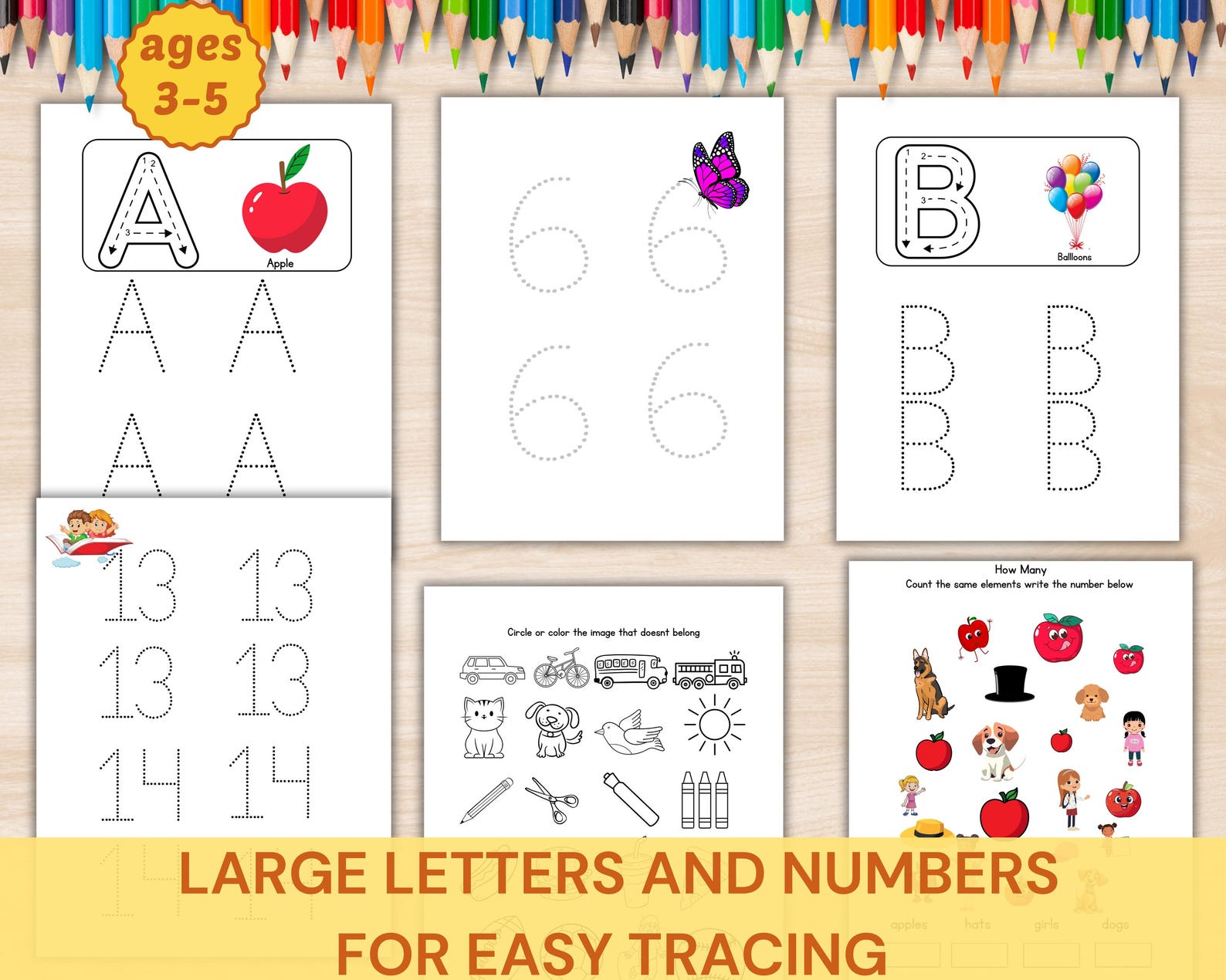 Alphabet Worksheets & Number Tracing Worksheet for Preschool Large ...