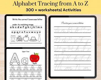 Alphabet tracing Worksheet for kids  |pre-k | first grade|Handwriting practice| Toddler Learning numbers| Coloring book | Kindergarten |Math
