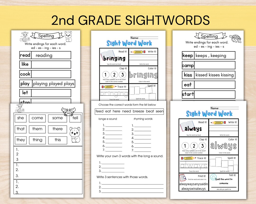 Second Grade Sight Words Spelling Worksheet Trace and Write First Grade ...
