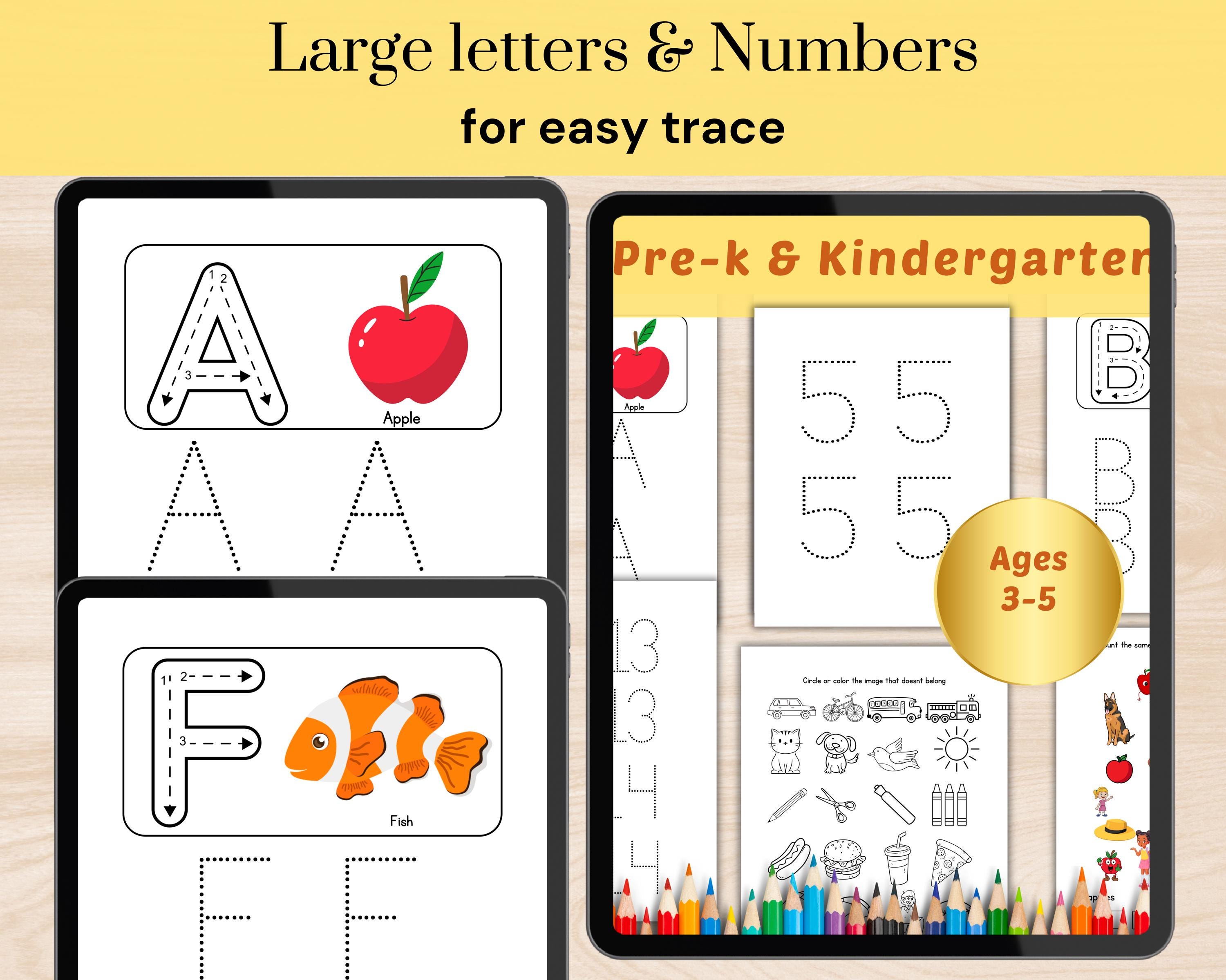 Alphabet Worksheets & Number Tracing Worksheet for Preschool Large ...