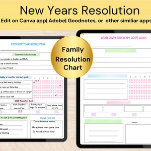 Digital journal |New Years Resolution |Editable chart |Chart For Adult and Teens | To Do List | Goodnotes |Vision notebook |Goal and Vision