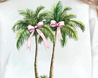 Coquette Palm Bow PNG Beach PNG Summer PNG Coastal Girly Ocean Png Sublimation Graphic Clipart, summer girly bow png, popular now summer png