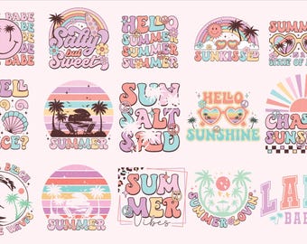 Retro Summer Bundle png, Summer Beach Vibes Png, Summer Png, Summer vibes Svg, Trendy Summer Shirts png, Beach Svg, Png Designs, Retro Png
