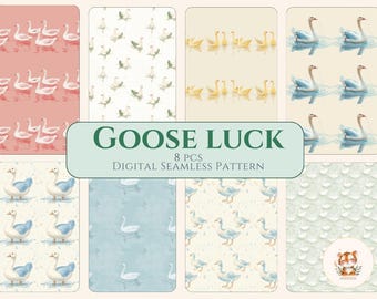 Goose Seamless Pattern | Farm Animal Digital Paper (DIY Crafts)
