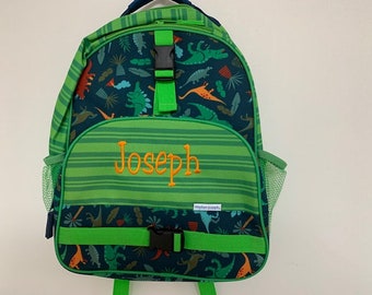 Personalized Stephen Joseph All Over Print Dinosaur Green Backpack