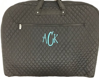 Personalized Quilted Garment Bag Dance Ballet Cheer Pageant Black Solid