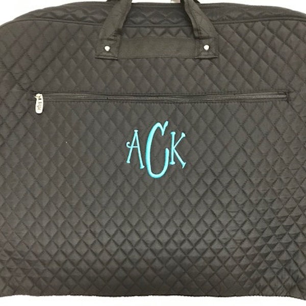 Personalized Quilted Garment Bag Dance Ballet Cheer Pageant Black Solid