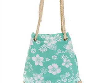 Personalized Mint Flower Beach Sling Bag