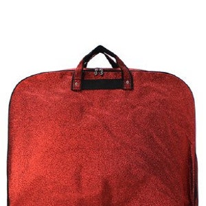 Personalized Canvas Glitter Garment Bag Red image 2