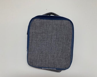 Personalized Gray Denim Blue Print Lunchbox