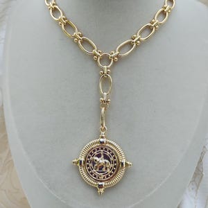 Lariat Gold Horse Necklace, 18kt Gold Plated Oval Link Chain, Gold Necklace, Derby Necklace, Horse Gift, Birthday Gift For Her