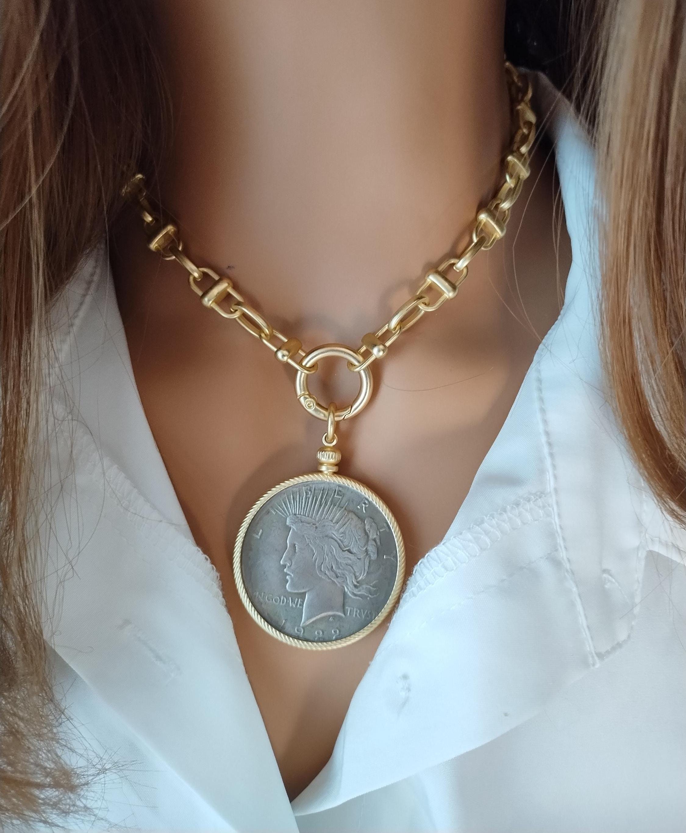 アクセサリー 203jewelry liberty necklace Liberty Coin Necklace - Etsy