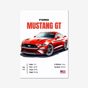 Ford - Mustang | Digitale poster | Digitaal handgetekend autokunstwerk