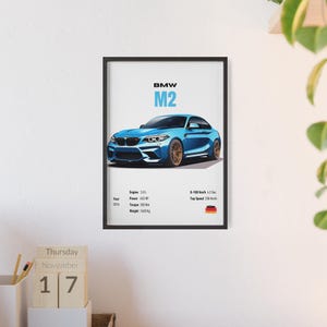 BMW M2 | Printed Poster (A5-A2) | Digitally Hand Drawn Automotive Artwork