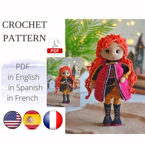 Princess Amigurumi Doll Crochet Pattern PDF English, Spanish, French Amigurumi Handmade
