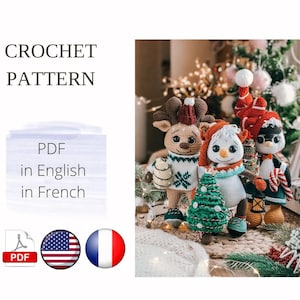 Set 3in1 Deer - Snowman  - Pinguine Crochet Pattern, Christmas Crochet Pattern, Crochet  Pattern Amigurumi toy Handmade