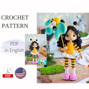 Doll bee Crochet pattern PDF English Amigurumi