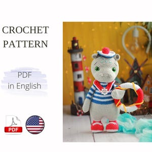 HIPPO Crochet PATTERN PDF Amigurumi Handmade Hippo Doni