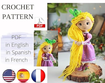 Princess Amigurumi Doll Crochet Pattern PDF English, Spanish, French Amigurumi Handmade