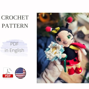 Ladybug crochet pattern  insects animals English Amigurumi toy Handmade