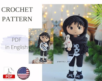 Amigurumi Doll Crochet Pattern, Handmade PDF English