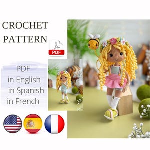 Doll Alora and bee Amigurumi Doll Crochet Pattern PDF English French Spanish Amigurumi Handmade
