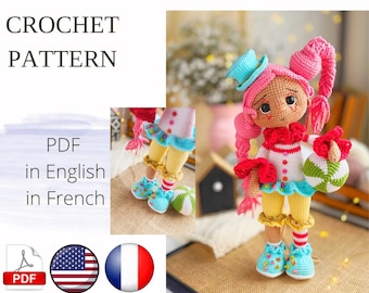 Haakpatroon clown pop amigurumi pdf (Engels/Frans)