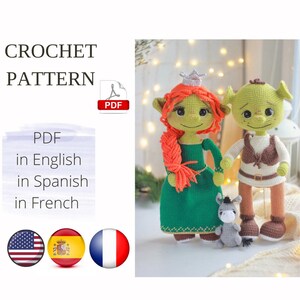 Set 2in1 Fiona Shrek Doll Crochet Pattern PDF English Amigurumi Handmade