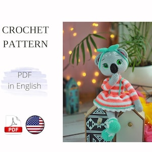 Koala crochet pattern animals English Amigurumi toy Handmade