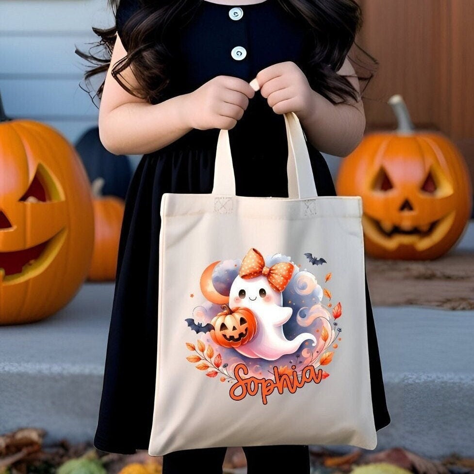 Personalized Trick or Treat Bag Custom Halloween Bag Halloween Tote for ...